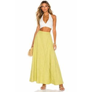 HOUSE OF HARLOW 1960 Cotton Linen Blend Midi Skirt Pockets